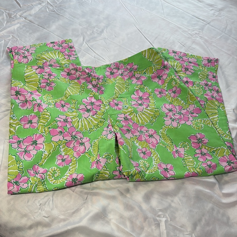 LILY PULITZER ORIGINALS Resort Fit Tropical Limeade Floaters Seahorse Pants Sz16 - Picture 5 of 8